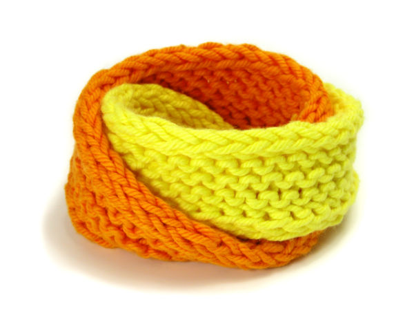 Double Mobius Bracelet in Buttercup & Mango Fool Cotton