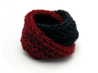 Double Mobius Bracelet in Vintage Burgundy & Black Wool