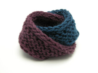 Double Mobius Bracelet in Eggplant & Gobel In Blue Wool