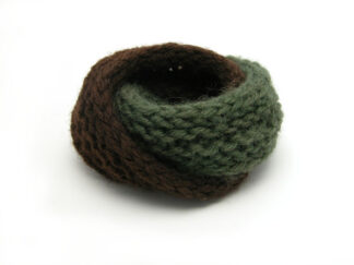 Double Mobius Bracelet in Vintage Loden & Seal Brown Wool